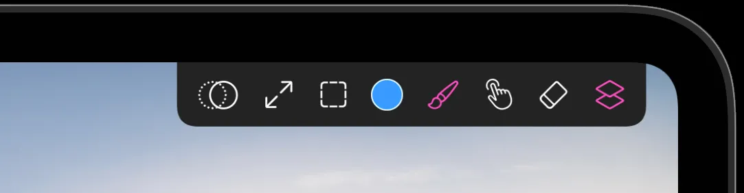 The iPad toolbar with every tool labelled