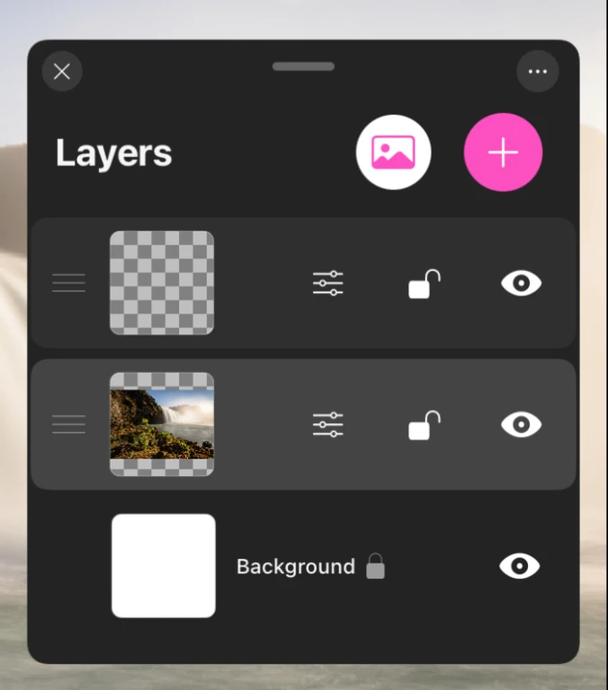 The layers panel with several layers stacked
