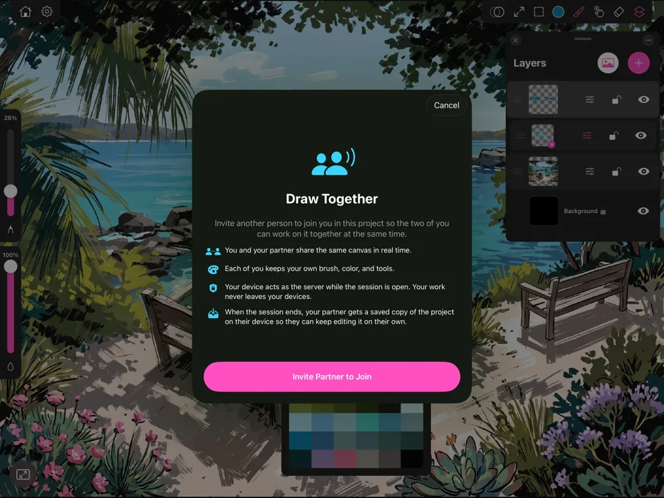 The Draw Together invite screen
