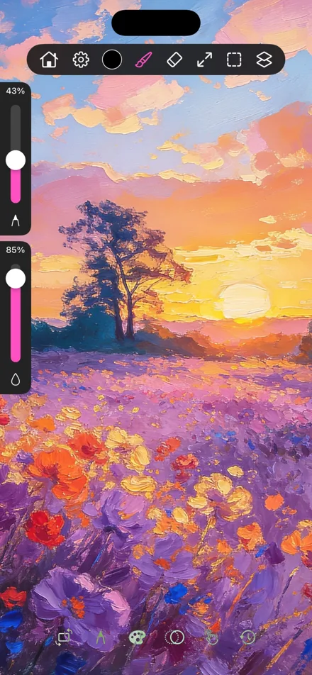 Painting a flower field on iPhone
